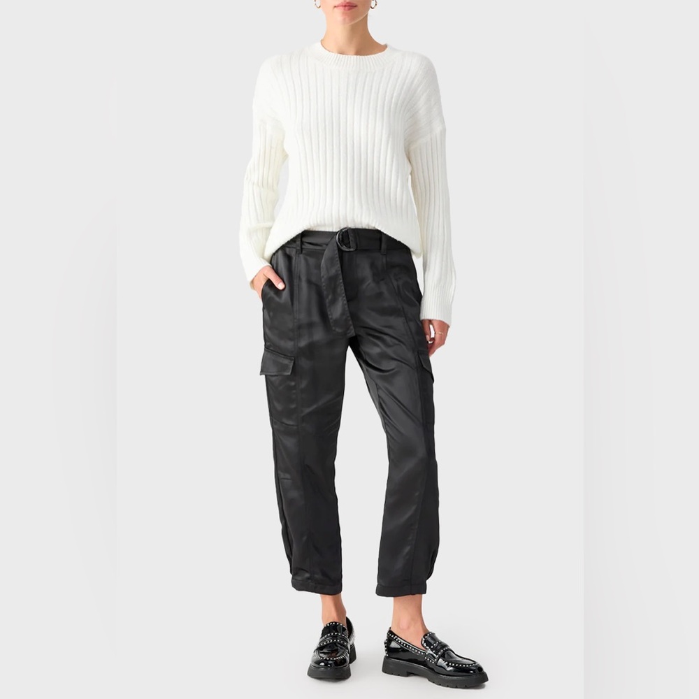 Like New Sanctuary High Shine Satin Cargo Pants *No Belt* Black Size 27